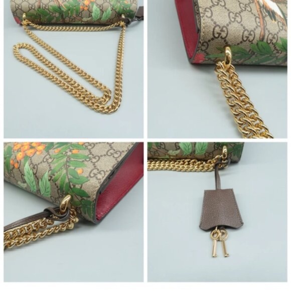 100% Authentic GUCCI Padlock Multicolor Tian Print GG Canvas Shoulder Bag - Picture 7 of 12